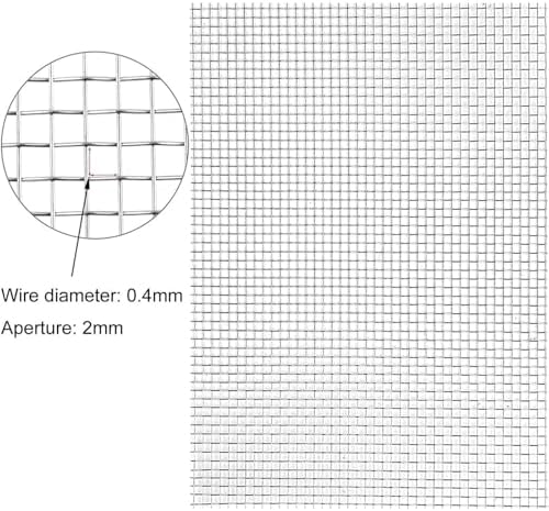 Stainless Steel Vent Guard Mesh, 10 Mesh 2mm Hole Metal Screen, Rodent Control Barrier for Garden Fence, Window and DIY Craft