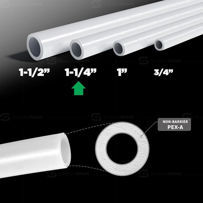 Pex-A One-1/4 Inch x 100 Ft Coil, Non-Barrier Pipe for Potable Water, Flexible Water Pipe for Plumbing, White Tubing