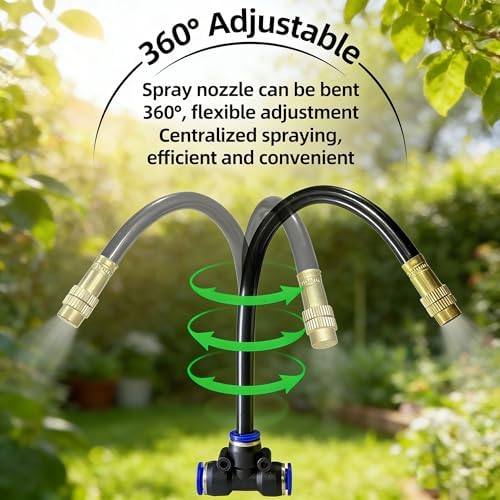 60FT Drip Irrigation Kit, 19 360° Copper Nozzles, Garden Watering System