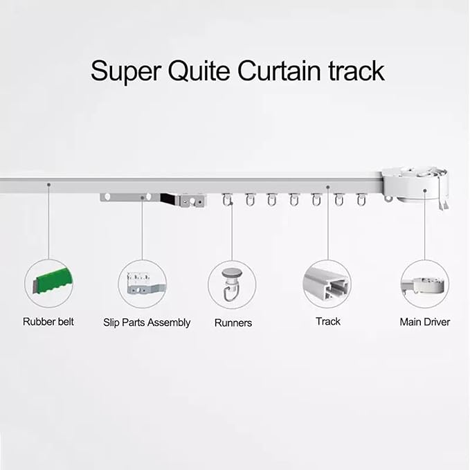 Smart Curtains System, Automatic Curtain Opener with Remote, Control by Alexa Google Home Connector APP WiFi Motorized Curtain Motor Track, Electric Curtain Opener for Bedroom (6m（236.22inch）), White