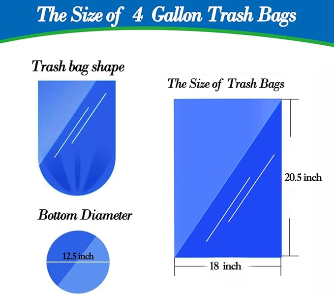 4 gallon trash can liners, Small clear Garbage Bags, Extra Strong 4 Gal Trash