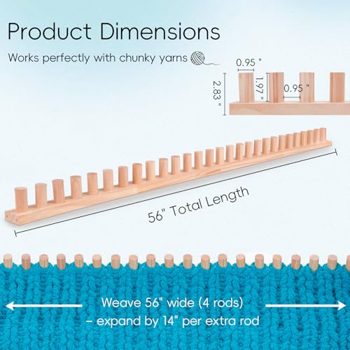 LITURTOO 56" Chunky Blanket Loom - Loom for DIY Throw Blankets, Adjustable Size Hand Knitting Yarn Chunky,No Needles Required,Beginner Friendly Yarn Craft - size: 56"