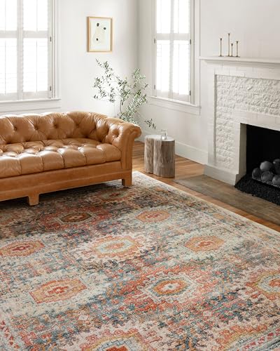 Loloi Jocelyn Collection JOC-03 Mist/Multi 9'-6" x 12'-6" .38" Thick Area Rug - color: Mist / Multi, size: 9'6" x 12'6" (Rectangular)