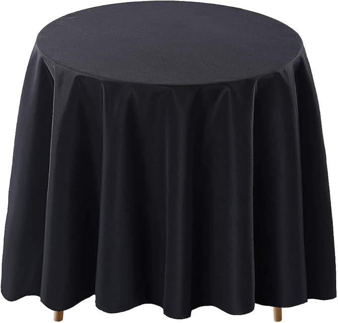 Surmente Black Tablecloth for Round Tables, 70-inch Round Table Cloths for Weddings, Banquets, or Restaurants
