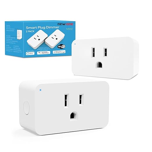 New One 2 Pack 2.4G WiFi Dimmable Smart Plug, Smart Outlet, Dimmer Plug, Alexa, Google Assistant, No Hub Required