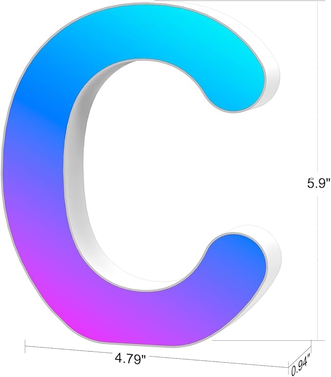 Light Up Letters Marquee Letter - Music Sync RGB Color Changing LED Lights Letter Logo Game Lights for Girls Women Party Birthday Christmas Valentine's Day Wall Desktop Decoration (MRGB-C)