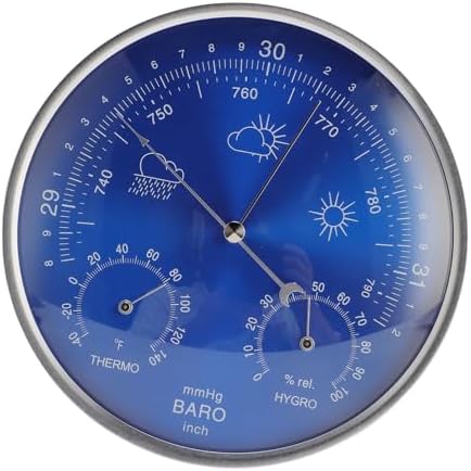 Generic Thermometer Barometer Hygrometer Accurate 3 in 1 All Season Indoor Outdoor Weather Instrument Blue 180mm for Terraces Gardens