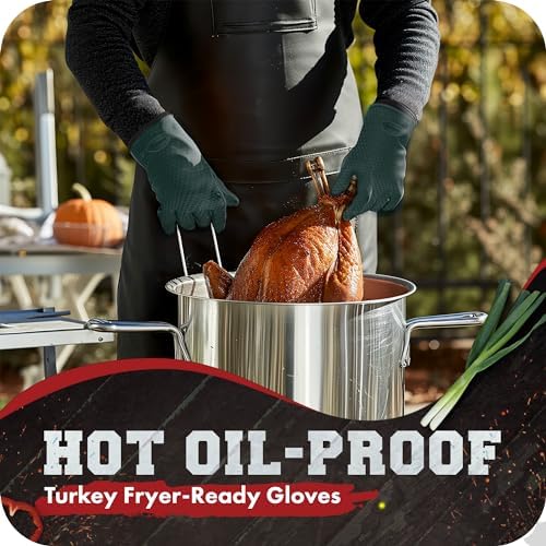 KITCHEN PERFECTION S Silicone Smoker BBQ Gloves - Heat Resistant Oven Mitts