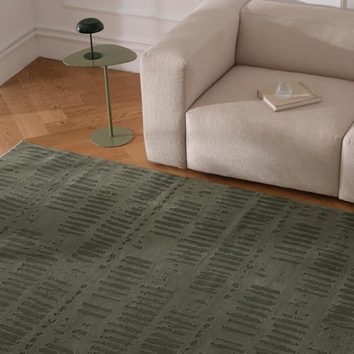 Revival Rugs Shell 5'x8' Area Rugs for Living Room Bedroom Dining Room - Washable, 100% Recycled, Oeko-TEX Certified, Modern, Medium Pile, Green - color: Green, size: 5'3" x 7'10" (Rectangular)