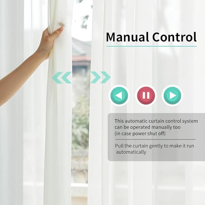 Motorized Curtain Track for Ripple Fold S-Wave Curtains, Pre-Assembled Automatic Curtain Opener with Remote, Mini Dry Contact Smart Electric Curtains System, 1.8N.m (5.0 meters (196.8 inches))