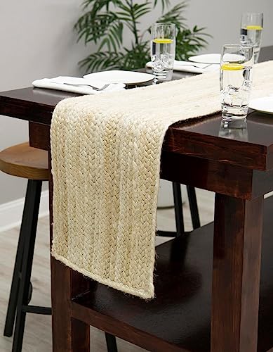 Unique Loom Braided Jute Collection Area Rug - Dhaka (1' 2" x 8' Table Runner, White) - color: White, size: 1'2" x 8' (Table Runner)
