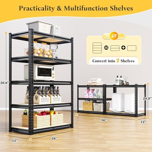 REIBII Storage Shelves with Smooth Edges for Garage Basement Shed Pantry