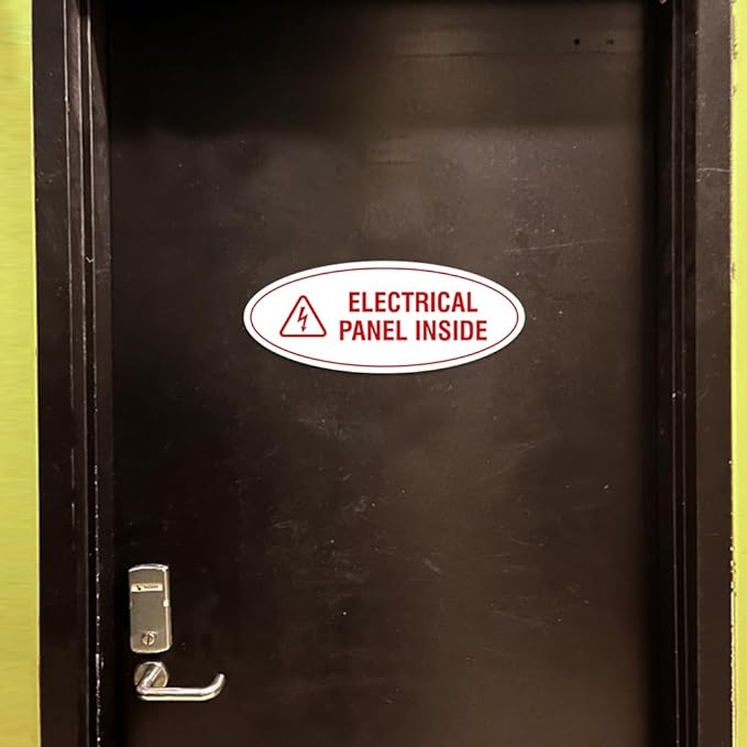 Signs ByLITA Oval Electrical Panel Inside Sign (Black/Silver) - Large 2 Pack