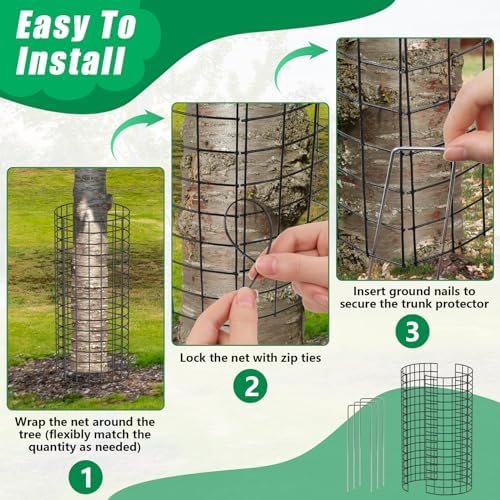 UQM 12 Pack Tree Trunk Protector, 24 Pcs Metal Tree Guards Trunk Protector
