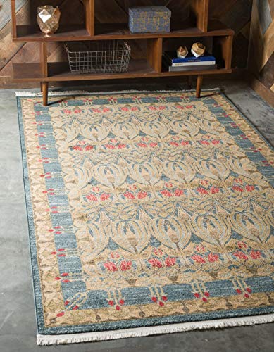 Unique Loom Edinburgh Collection Area Rug - Canmore (5' 1" x 8' Rectangle, Navy Blue/ Tan) - color: Navy Blue/Tan, size: 5'1" x 8' (Rectangular)
