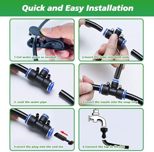 360° Adjustable Drip Irrigation System - Garden Watering System 66FT with 20 Nozzles, Drip Irrigation Kit for Garden, Yard, Lawn, Greenhouse, Plants, 5/16 inch Hose