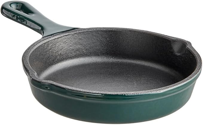 Commercial Grade, Cast Iron Enameled Cookware (Green, Skillet 6”)