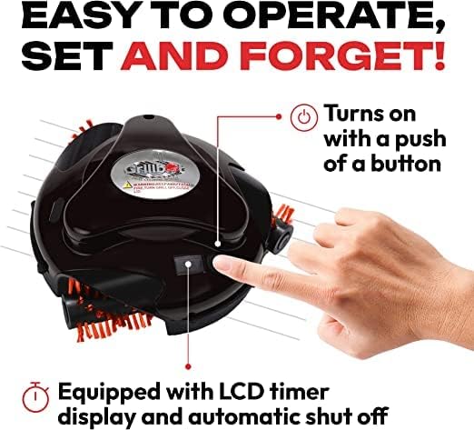 Grillbot Automatic Grill Cleaning Robot with Nylon Brushes, BBQ Grill Cleaner, Grill Brush, Grill Scraper, BBQ Accessories (Black Grillbot)