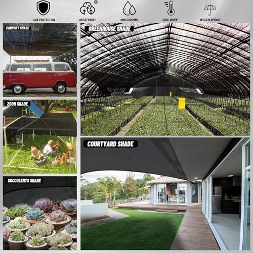 Cool Area Sun Shade Cloth with Grommets for Garden, 55% 10x20ft, Black