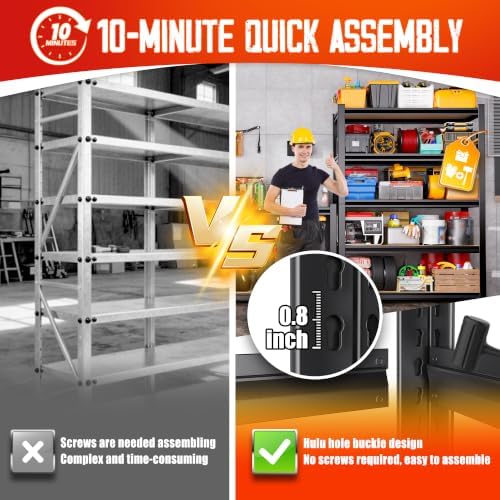 Set of 6,71"H-35"W-16D Garage Shelving-2050LBS 5 Tier Storage Shelves,Adjustable Heavy Duty Metal Shelving Unit and Storage Large Rack,Utility Steel Shelf For Shop Warehouse Industrial Pantry Basement