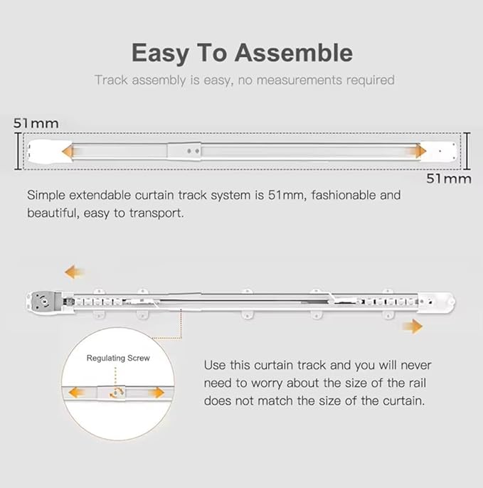 Matter over WiFi Smart Curtain Motor with Retractable Track, 2.5N.m High Torque Automatic Drapery Opener, Compatible with HomeKit, Alexa, Google Home (2.8-5.2 meters (110.2-204.7 inches) Adjustable)