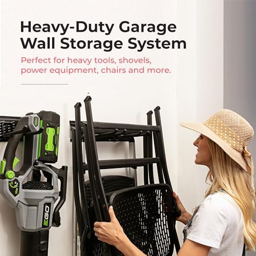 TIDYME Garage Tool Organizer Wall Mount 96", 2 Shelves & 6 Double Hooks