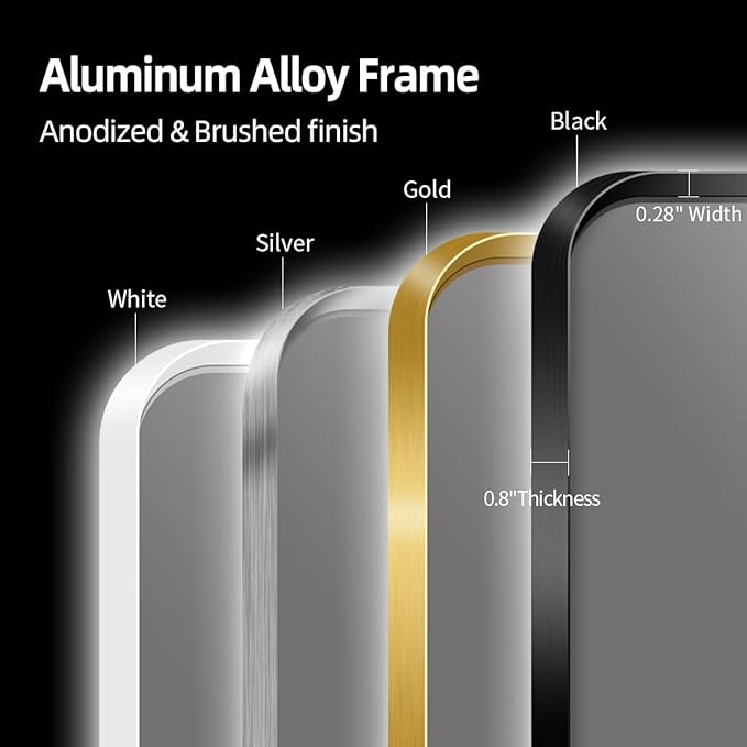 32" x 40" Gold LED Bathroom Mirror, Smart Touch Switch, Anti-Fog Mirror, 3-Color Dimmable, CRI≥93, Wall-Mounted Backlit Mirror with Lights for Modern Bathroom (Horizontal/Vertical)