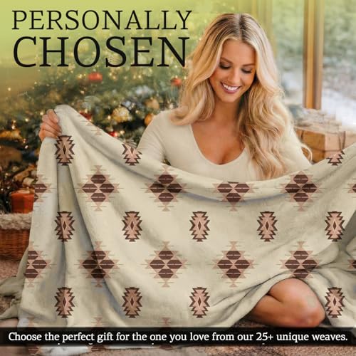 Sacred Thread Aztec Blanket Fleece, Reversible Native American Blanket, Western Throw, Native American Western (Coffee Flannel) (King (87”x95”)) - color: Coffee Flannel, size: King (87”x95”)