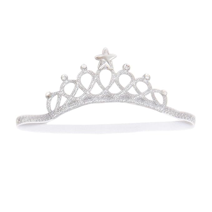 Baby Girl Crown Tiara Headband Head Wrap Hair Band Headwear Birthday Gift Princess Tiara Crown Headband (Silver)