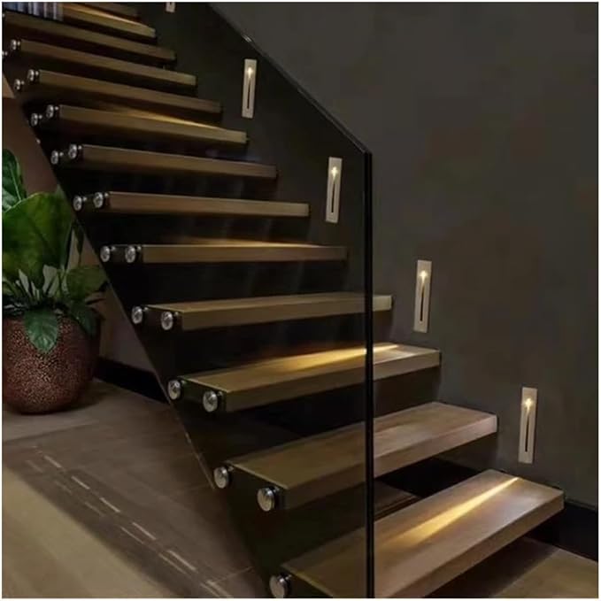 5Pcs Motion Sensor Stair Lights Embedded LED Step Lights, 3W AC85-265V Waterproof Recessed Light Fixtures for House/Wall Cavity/Hallway/Stair/Corner/Decks 6000K Sand Black
