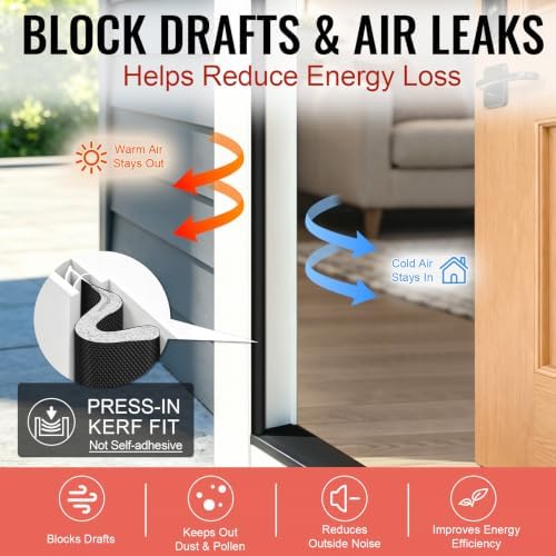Litaibai Kerf Weather Stripping Door Seal for Exterior Doors, Black, 26 ft