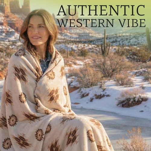 Sacred Thread Aztec Blanket Fleece, Reversible Native American Blanket, Western Throw, Native American Western (Coffee Flannel) (King (87”x95”)) - color: Coffee Flannel, size: King (87”x95”)