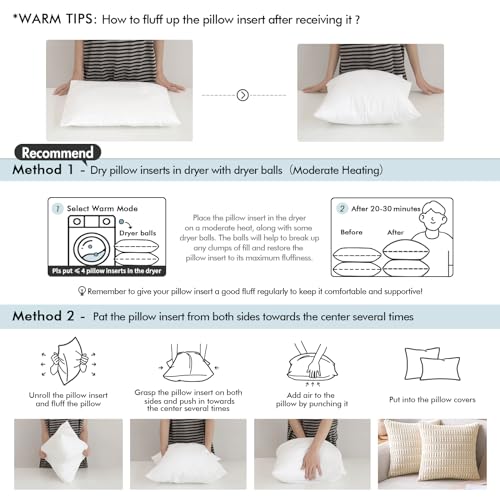 MIULEE 24 x 24 Pillow Inserts (Set of 2) -Decorative Throw Pillows with 100% Cotton Covers Square for Sofa Couch - size: 24x24 Inch