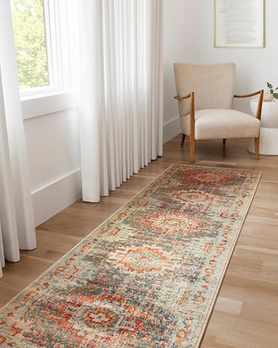 Loloi Jocelyn Collection JOC-03 Mist/Multi 9'-6" x 12'-6" .38" Thick Area Rug - color: Mist / Multi, size: 9'6" x 12'6" (Rectangular)