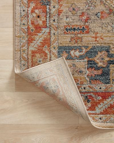 Loloi Jocelyn Collection JOC-01 Sand/Multi 5'-5" x 7'-6" .38" Thick Area Rug - color: Sand / Multi, size: 5'5" x 7'6" (Rectangular)