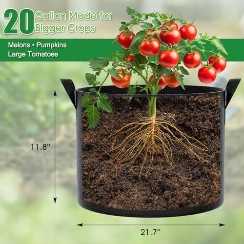 FEED GARDEN 20 Gallon Plant Grow Bags 4 Pack 300G Fabric Pots with Handles