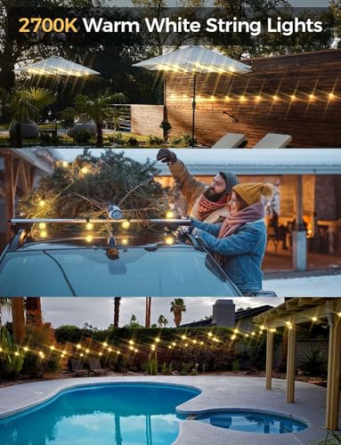 XMCOSY+ Outdoor String Lights, Smart Patio Lights 100Ft Dimmable Outdoor Lights Warm White, 50 G40 LED Bulbs, WiFi String Lights for Outside, Work with Alexa, APP Control, Waterproof Extendable - size: 100FT(50 Sockets)+Smart Controller