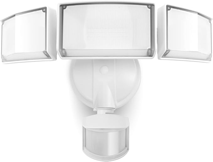 LUTEC 72W 7500LM LED Security Lights Motion Sensor Light Outdoor, 5000K Daylight, IP65 Waterproof, Dusk to Dawn, 3-Head Motion Detected Flood Light for Garage, Yard, Porch(White)