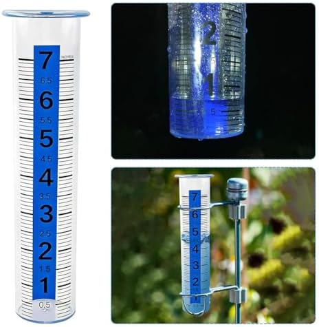 2PCS Rain Gauge Outdoor, 8" Large Capacity Rain Gauge Replacement Tube, Rains Gauges Outdoors with Large Numbers Scale for Garden Lawn Yard Fence Patio Farm