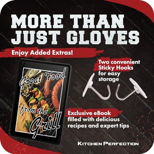 KITCHEN PERFECTION S Silicone Smoker BBQ Gloves - Heat Resistant Oven Mitts