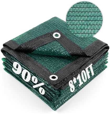 Cool Area Sun Shade Cloth with Grommets for Garden, 90% 8x10ft, Dark Green