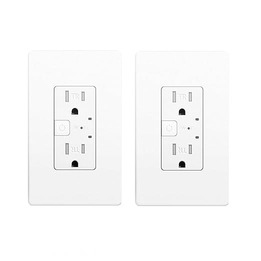 Smart Wall Outlet, Smart Tamper Resistant Outlet Compatible with Alexa and Google Assistant, Remote Control, ETL & FCC Approvel Samrt Receptacle, Requires 2.4 GHz Wi-Fi, No Hub Required, 2Pack