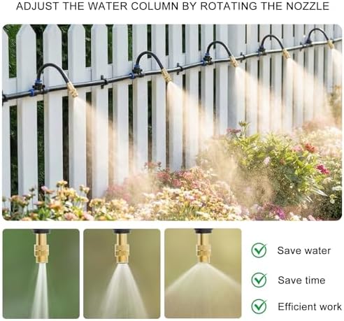 30 FT Drip Irrigation System 5/16 Inch Tubing with 10 Nozzles, Automatic Watering Misting System, Adjustable Sprinkler for Garden, Lawn, Plants, and Raised Bed