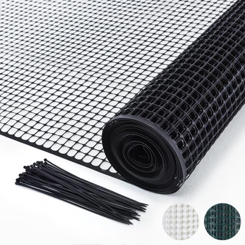 PotatoLife Black Plastic Garden Fence, Hardware Mesh, 4' x 75'