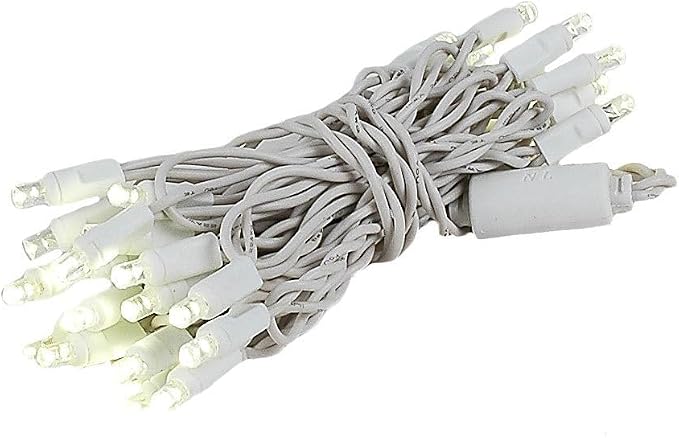 Novelty Lights 50 Light LED Twinkle Christmas LED Mini Light Set, Outdoor Curtain Fairy Wedding String Lights, Non-Connectable, Warm White, White White, 7 Feet