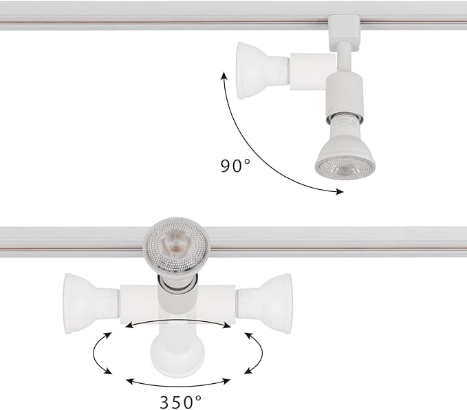 mirrea J Type Track Lighting Head to E26 Medium Screw Base Adapter Light Direction Adjustable Pack of 3 (White)