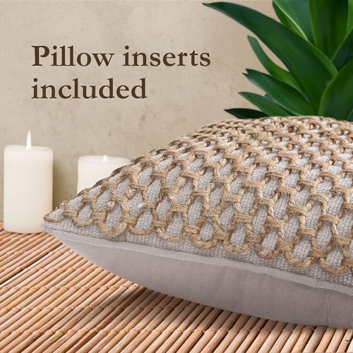 Boho Living 18x18 Grey Throw Pillow Covers with Pillow Insert Included, Pack of 2 - color: Grey, size: (2) 18" x 18" Pillow Covers With Insert