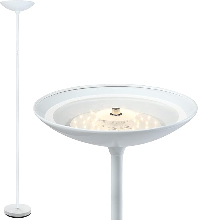 Floor Lamp, 70.5 InchTorchiere Standing Lamp, 20W 2000LM LED Halogen Floor Lamp,Stepless Dimmable, Touch Control, 50000hrs Lifespan, Pale Floor Lamps for Living Room, Standing Lamps for Bedroom, White