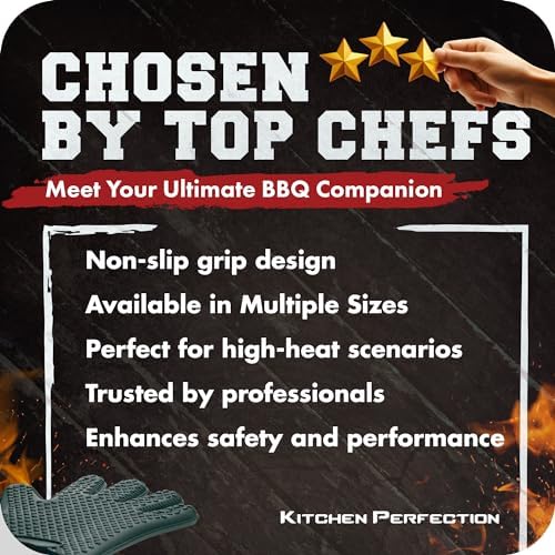 KITCHEN PERFECTION S Silicone Smoker BBQ Gloves - Heat Resistant Oven Mitts