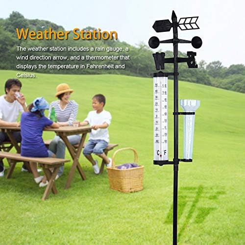 Weather Station, 3 in 1 Weather Station Measurer Outdoor Garden Thermometer Rain Gauge Wind Indicator, Rain Gauge Outdoor for Gardens Courtyards